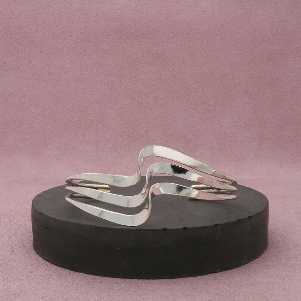 sterling silver vintage twisted triple cuff bracelet size 6.25in